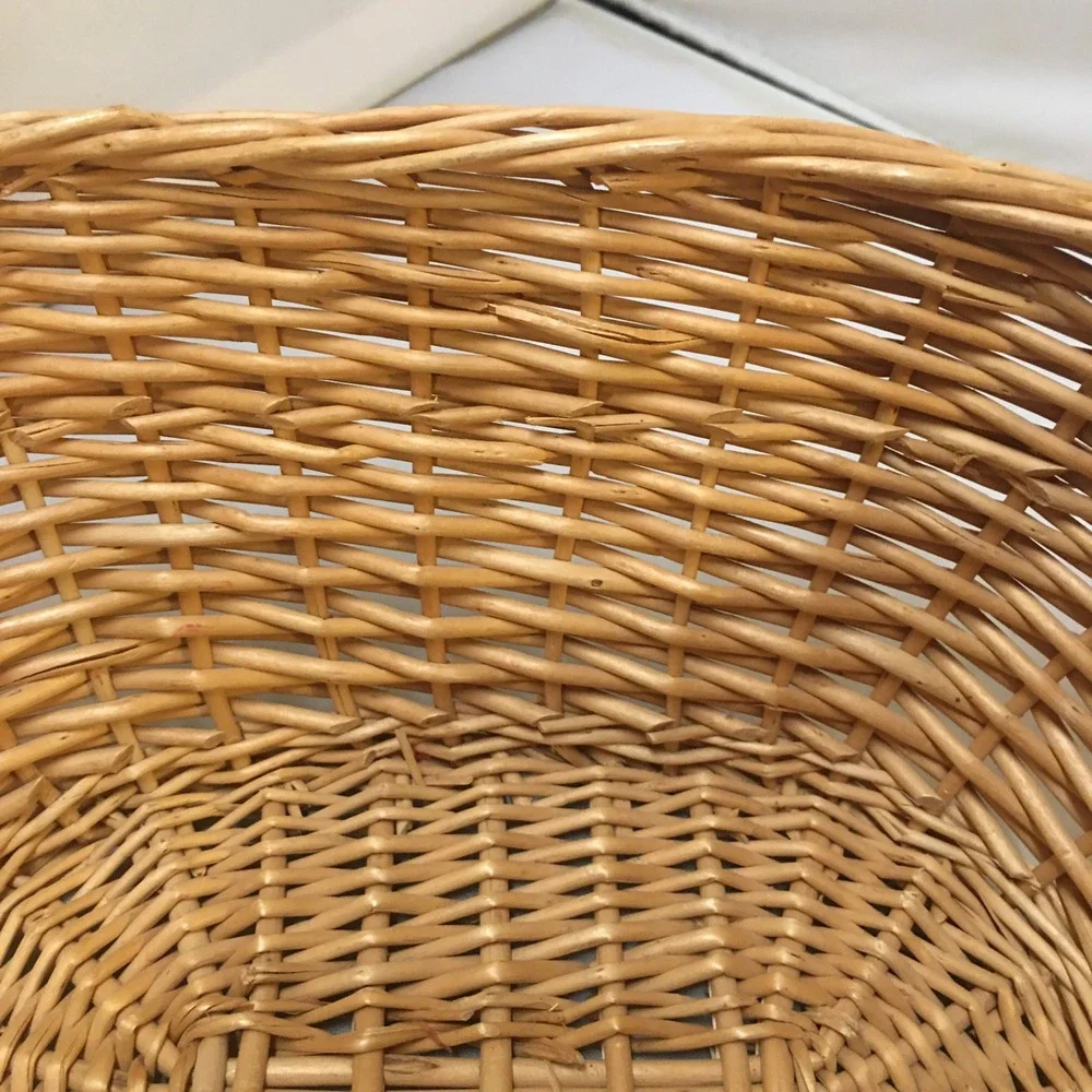Woven Wicker Basket Home Decor Tan Oval Storage Organizer Cottagecore Farmhouse